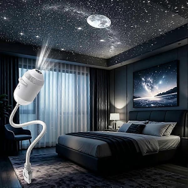12-i-1 USB HD Galaxy Star Projection Lamp Night LED Atmosphere Light Plug & Play Star Projector LED Night Light White