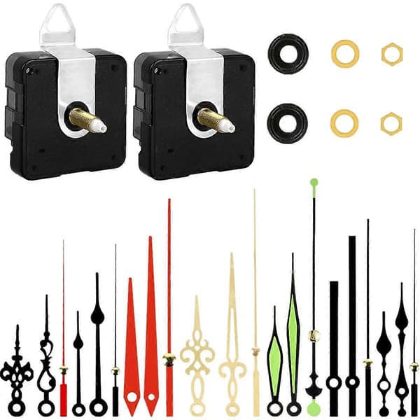 2 Pcs Quartz Clock Movement with 7 Sets of Hands Including Luminous Hands for Clock Repair Replacement Parts