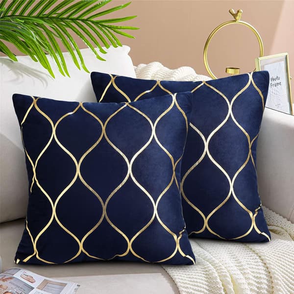 Sininen samettityynynpäällinen, 2 kpl, 45 x 45 cm