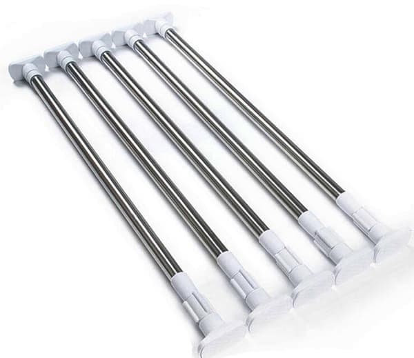 2 stk. Generøse Hoder 201 Rustfritt Stål Ingen Hull Teleskopisk Dusjforhengstang (50-80CM)