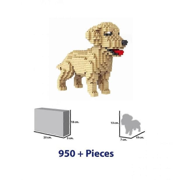 950 bitar Byggbar Golden Retriever Hund (Labrador Retriever) Figur att montera med nanoblock.