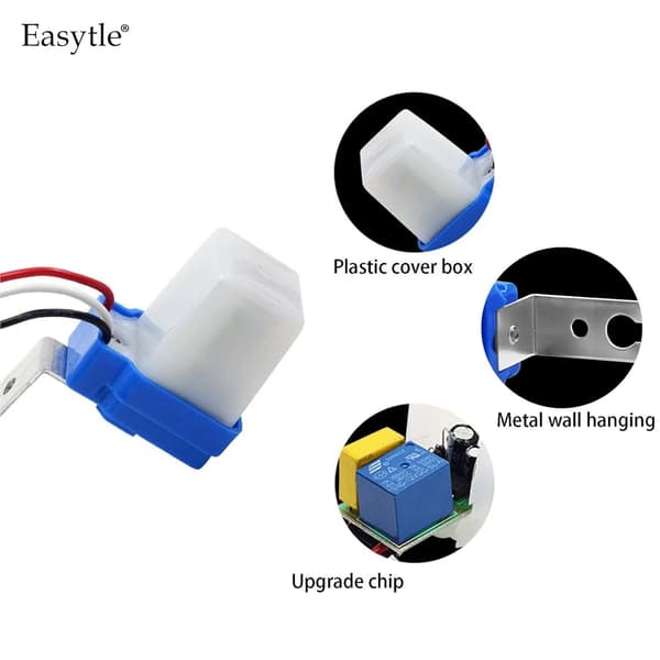 2-pack photocell light switch AC DC 12V 10A Automatic On/Off Dusk to Dawn Photoelectric Sensor for Outdoor Lighting