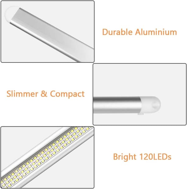 2 ST 12V Interiørlysrampe 120 LED med Tænd/Sluk-knap, Hvid Strip Lysrampe til Bil/Lastbil/Autocamper