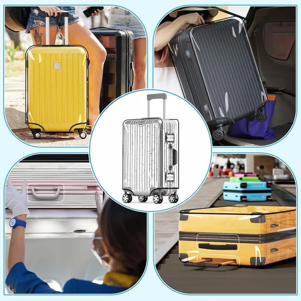 Clear PVC Luggage Cover 76 cm (30 inch), Reusable Scratch-Resistant Protector with Velcro Closure for Spinner Luggage, Transparent 2-Pack