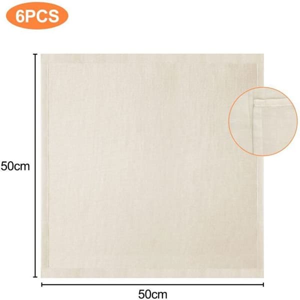 6-pack bomullsostdukar (50x50 cm, 100-gradig) - För hemgjord ost, fruktjuice, pudding
