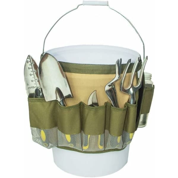 Waterproof 600D Oxford Tool Belt with Transparent Pockets, Foldable Garden Organizer, Green (35x27cm)