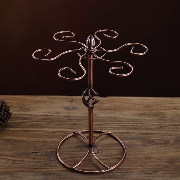 Countertop Wine Rack, Freestanding Tabletop Wine Glass Holder with 6 Hooks, Stemware Storage Rack for Bar and Home