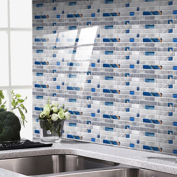 24-pakning Selvklebende mosaikk 10x20cm - Gråblå, Kjøkken Salg