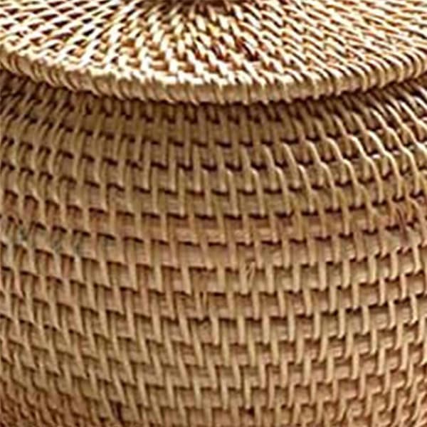 Round Rattan Box with Lid, Hand-Woven Storage Box, Home Decor