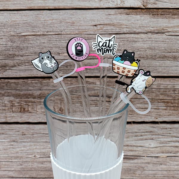 10 Pieces Animal Universal Straw Dust Cap, Cute Straw Cover, Si