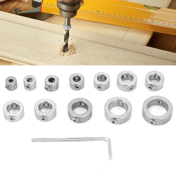 Stainless Steel Drill Bit Set 12 Pcs 3-16mm Depth Stop Collar