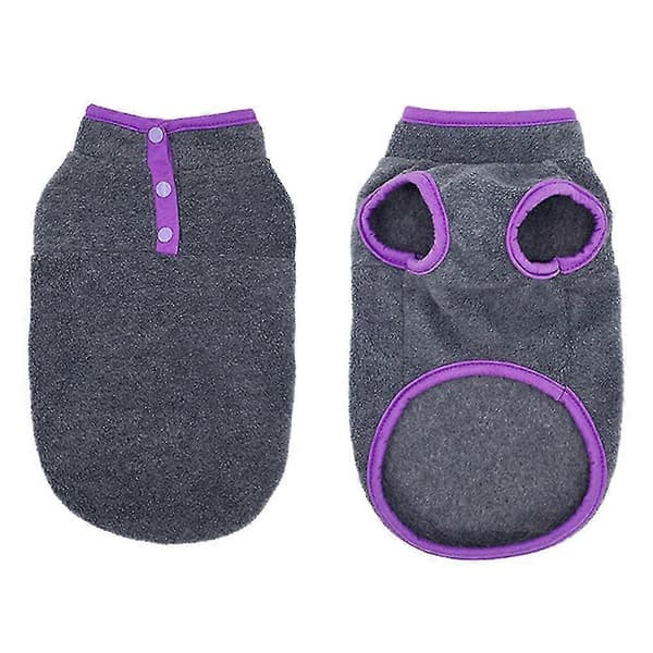 2 Pcs Pet Dog Puppy Winter Warm Clothes Fleece Sweater Pullover Jacket Coat Apparel Dark Grey