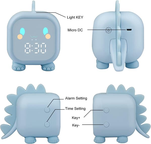Vækkeur til børn, Dinosaur Digital Vækkeur til børn med natlampe og søvntræning, sengeur til piger/drenge