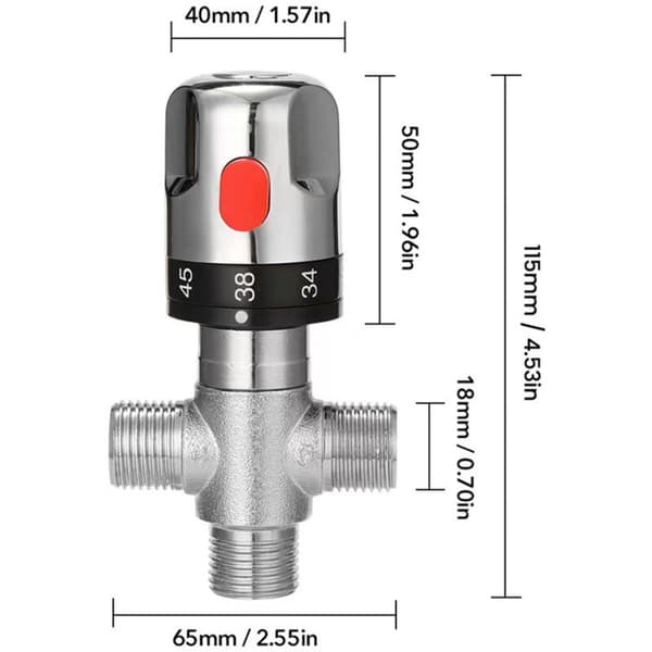 Dusjavlederventiler, solid messing G1/2 termostatblander for dusjsystem, vanntemperaturkontroll, rør for servanttermostatkontroll