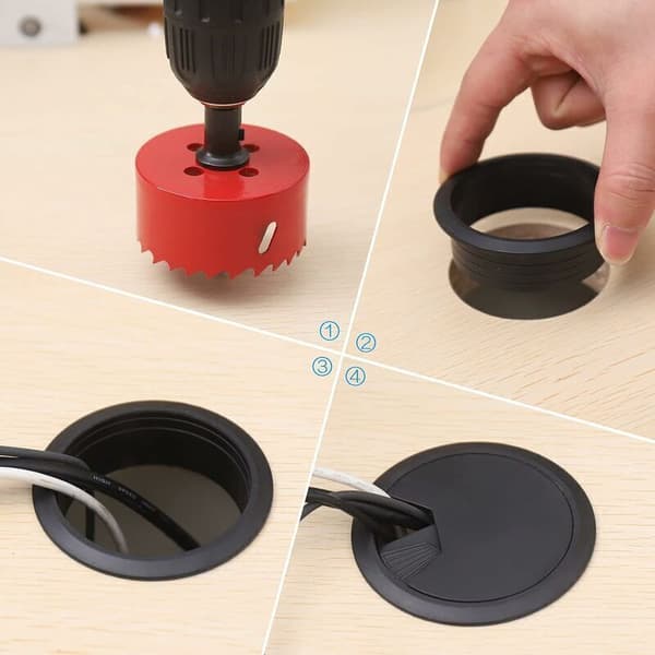 Hot Sale-10pcs Desk Cable Grommet, 60mm Computer Cable Grommet with Hole Saw, Round Cable Cover, Cable Organizer for Home and Office
