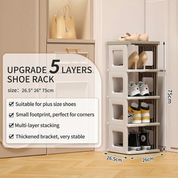 1 pc Shoe Rack - Foldable Shoe Storage and Organization for Entryway, Assembly-Free Shelf, Space-Saving Shoe Rack White-brown 5 5 White-brown