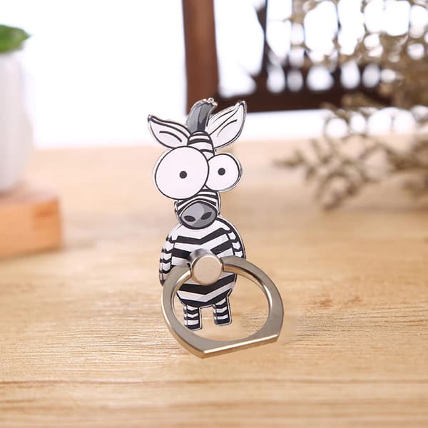 (4 st) Spänne Ringhållare Telefon Fingerring Smartphone Hållare Universal Ring Mobiltelefonhållare För Djur Tecknad Giraff, Zebra, Struts, Lejon Form
