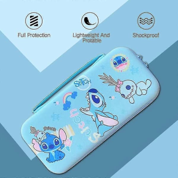 Sött Switch-fodral för Nintendo Switch Oled, Kawaii Hårt Skal Bärbart Resefodral med 12 Spelkortsfack, Inre Skydd (blå)