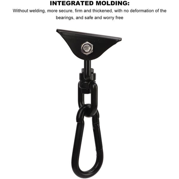 360° Rotating Stainless Steel Hanging Hook Set for Outdoor Use, Black - Compatible with Most Hammocks