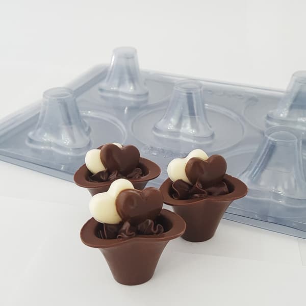 Praline Mold Cup Chocolate Mold - BWB 9453 - Special 3 Part Mold Transparent transparent