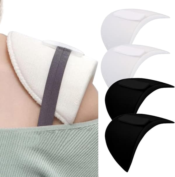 Foam Shoulder Pads, 1.5cm Thick, Black and White, Pair for Jackets and T-shirts