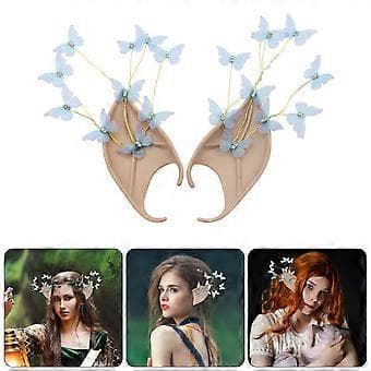 Pointed Elf Ears, Butterfly Elf Ears, Alien Ears, Elf Ears, Cosplay Ears (Pearl with Diamonds)