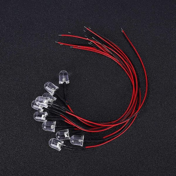 50 st 12V LED Pre-wired Diodes 10 mm Round Head Light Bead Colorful Slow Flashing