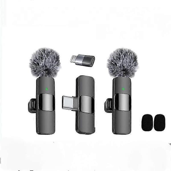 2024 Profesjonell Trådløs Lavalier Mikrofon 2-pakning Støyreduksjon Krystallklar Opptak Med USB-C For Iphone 15 Pro Max, Ipad, Android [DB] 1 sett 1 set