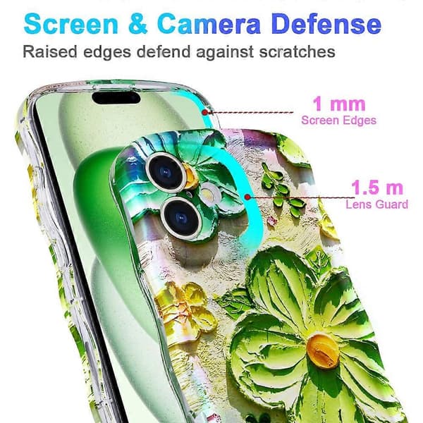 Magnetisk deksel for iPhone 16 Bølgekant Glitter TPU Bakside