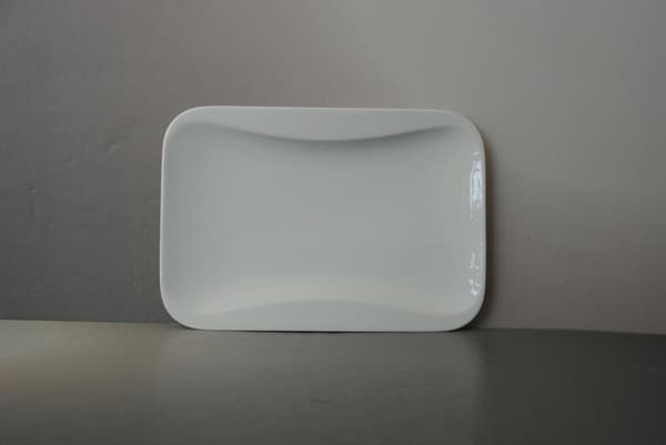 Rektangulær Porcelæns Tallerken - Afrundet Kant - 8-pak Vit 6000