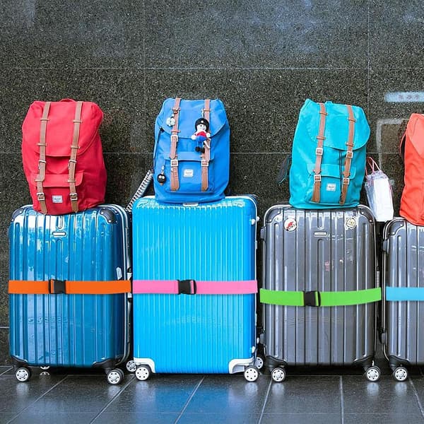 Suitcase belt with quick-release buckle, adjustable black suitcase straps for suitcase luggage (blue+pink+orange+green, 4 pcs set)