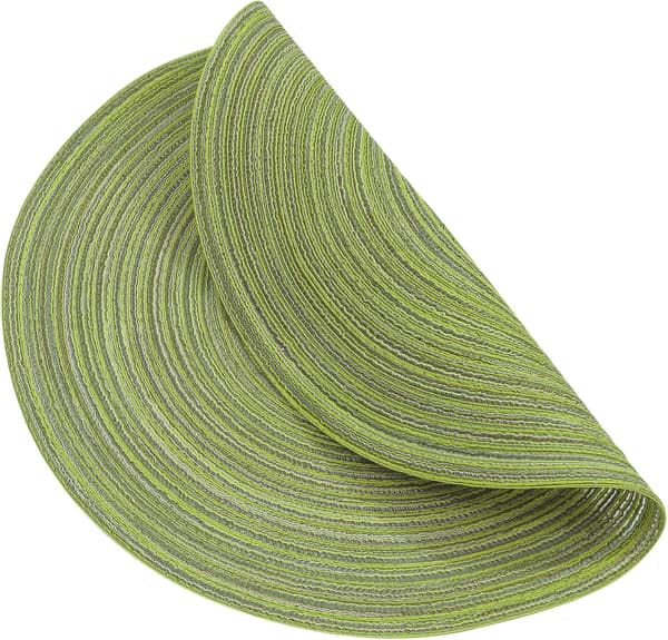 Set med 6, Grön 38x38cm, Rund Bordstablett i Bomullsfläta