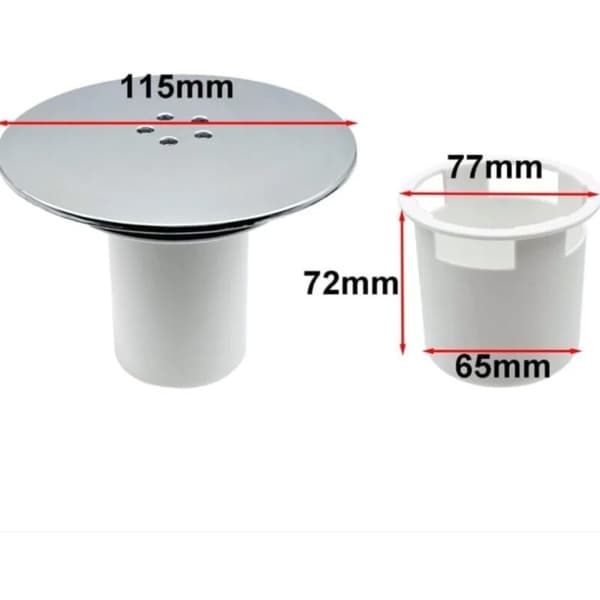 Dusjsluk 90mm/115mm, erstatning for dusjslukrist, universell slukrist, forkrommet dusjplugg, raskt avløp