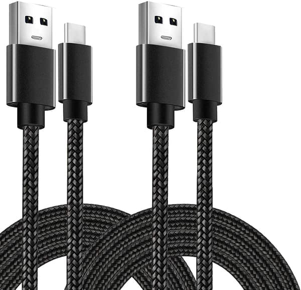 (2-pack) Laddningskabel för Samsung Galaxy S25 S24 S9 S10 S20 S21 S22 S23 och iPhone 15 16 17 PRO PLUS MAX - (2 meter) (2-PACK-FY- (2-pack) 2 meter (2-pack) 2 meters