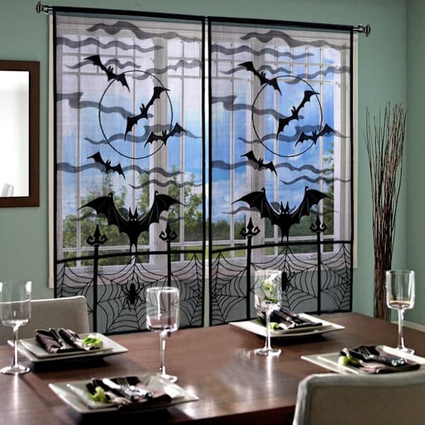 Halloween Decorations - Black Lace Curtain for Windows & Doors