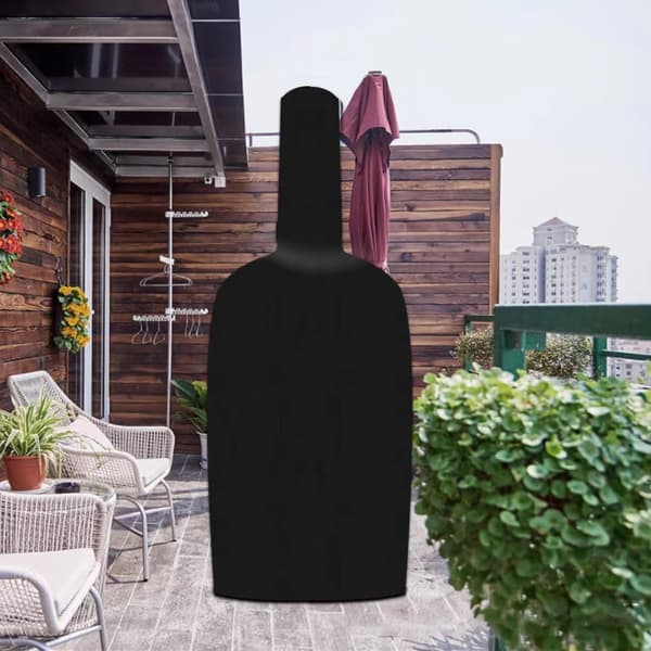 Ulkopizzauunin suojus - Musta BBQ-sadesuoja puu-/hiilipizzauunille (165x65x45cm)
