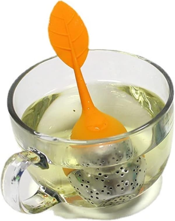 Tesil Silikone Teinfuser (orange) Rustfrit Stål Si Inklusive Drypbakke til Løse Blade eller Urtete