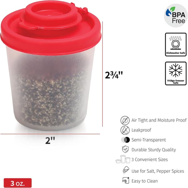 Fuktsäkra salt- och pepparströare, set om 2 medelstora mini-saltströare för camping, picknick, utomhus – medium, 2-pack