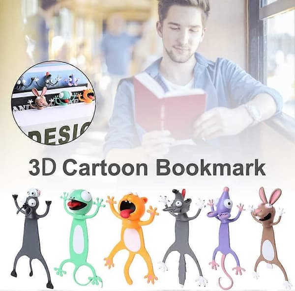 Søde bogmærker til børn, 3D tegneserie dyrebogmærker, gaver til bogelskere kvinder