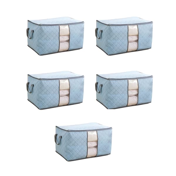 5 Pcs Clothes Storage Bags, Dustproof Quilt Storage Bags, Large Size, Blue