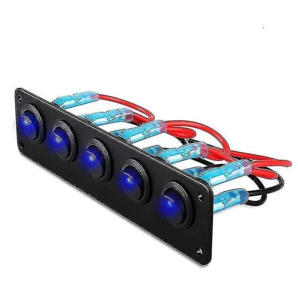 Vippebryterpanel med 5 forhåndsinnstilte vippebrytere for 12v 24v bil kjøretøy tilhenger lastebil S