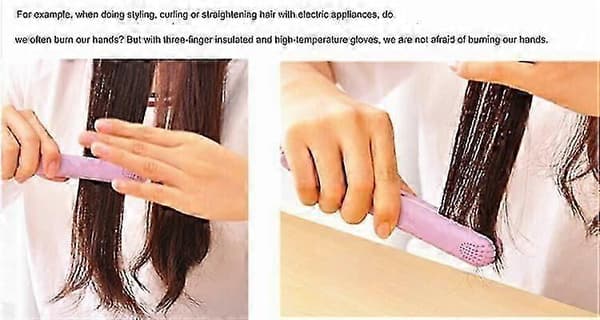 Heat Resistant 3-Finger Hair Styling Glove for Curling Iron with Adjustable Strap Black Medium [DB]