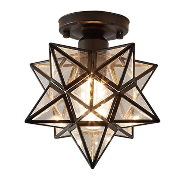 Femtakket stjerneformet loftslampe, hall, korridor, balkon, små lamper, jern Sort A