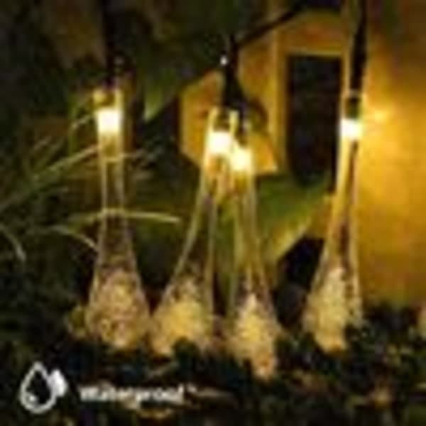 Solar String Lights Outdoor, 6.5m Balcony Solar String Lights with 30 LED Crystal Balls, 8 Modes, IP44 Waterproof, Solar String Lights for Garden