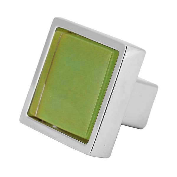 Single Hole Drawer Handle Kitchen Knobs Cabinet Wardrobe Handle (Square shape) Chrome Green