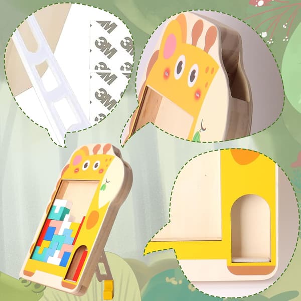 Trä Tetris Pussel för Barn (Giraff), 3D Pussel Montessori Leksak