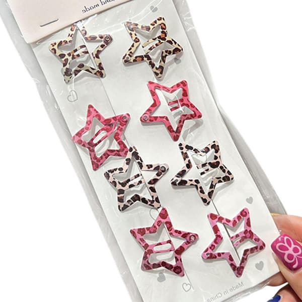8 Pcs Hair Clips Vintage Leopard Pattern Painless Hair Pins 8 Pcs