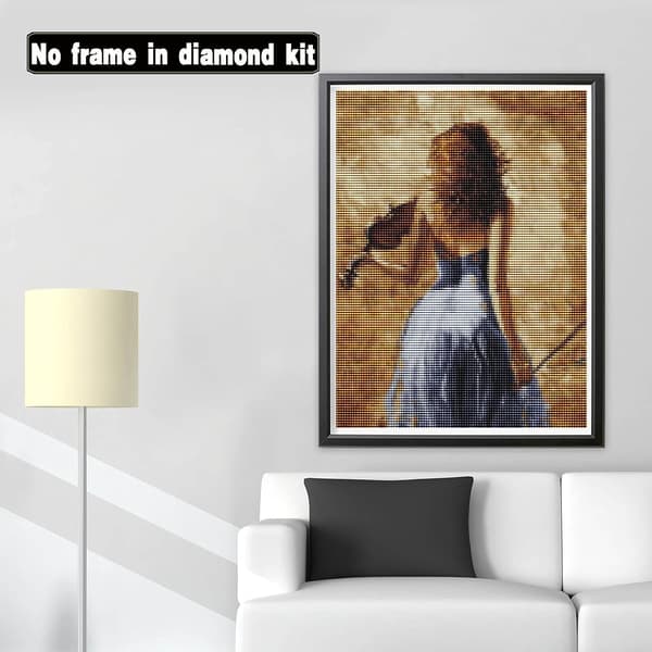 ##/Diamantmaling for barn 30x40cm 5D - Kvinne med fiolin, b##/