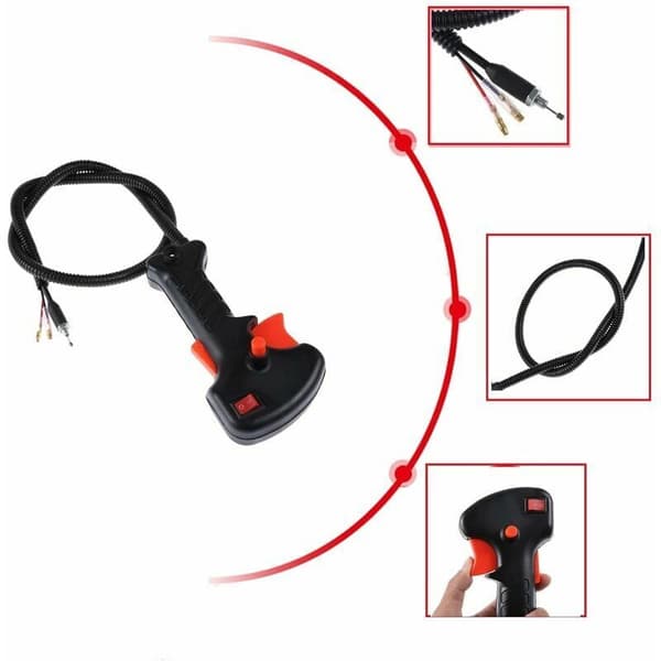 Universal brush cutter handle with throttle cable, 81 cm long, compatible with various brands