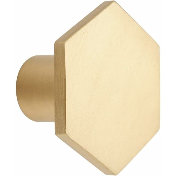 10 stk. solide messingknapper til skabe og skuffer, dekorative møbelknapper i kobber, guld, sekskantede, 30 mm